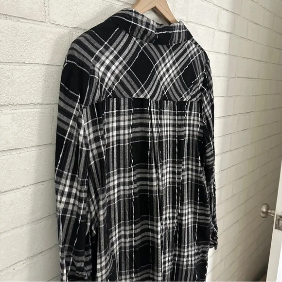 LANE BRYANT Black & White Plaid Flannel Shirt - Picture 8 of 10